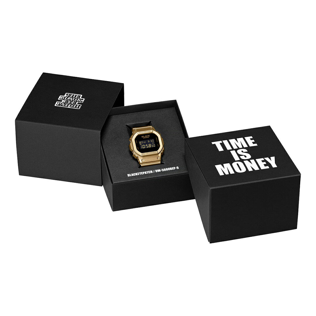 G-SHOCK BlackEyePatch コラボレーションモデル ゴールド DW-5600BEP-9JR メンズ 電池式 デジタル スクエア 樹脂バンド 反転液晶