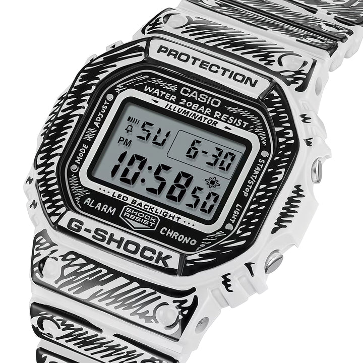 G-SHOCK Joshua Vides コラボレーションモデル ホワイト DW-5600JV-7JR メンズ 電池式 デジタル スクエア 樹脂バンド