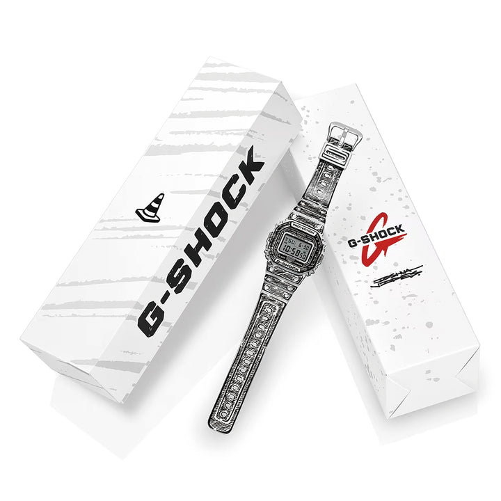 G-SHOCK Joshua Vides コラボレーションモデル ホワイト DW-5600JV-7JR メンズ 電池式 デジタル スクエア 樹脂バンド