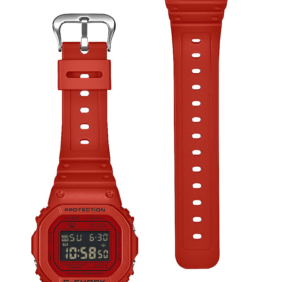 G-SHOCK アイコニック スタイルズ レッド ブラックアクセント DW-5600RRB-4JF メンズ 電池式 デジタル スクエア 樹脂バンド 反転液晶