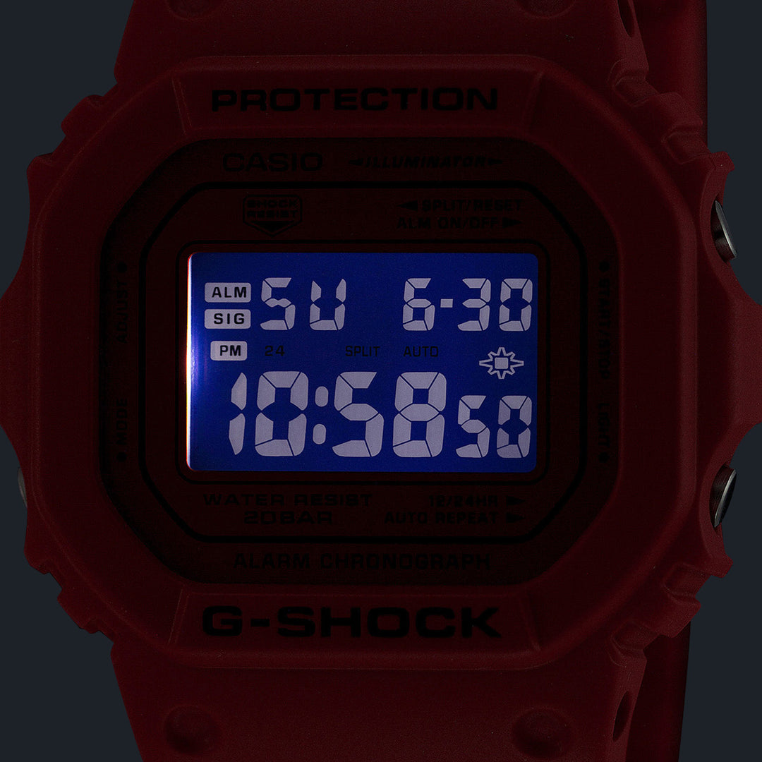 G-SHOCK アイコニック スタイルズ レッド ブラックアクセント DW-5600RRB-4JF メンズ 電池式 デジタル スクエア 樹脂バンド 反転液晶