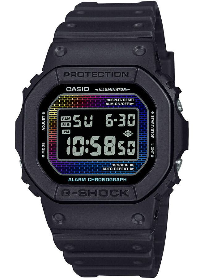 G-SHOCK レインボー ブリック ウォール DW-5600RW-1JF メンズ 腕時計 電池式 デジタル スクエア 樹脂バンド 反転液晶 国内正規品 カシオ