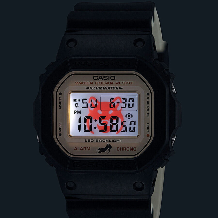 G-SHOCK Shiba Inu 柴犬 黒柴 DW-5600SHB-1JR メンズ 腕時計 電池式 デジタル スクエア 樹脂バンド 日本製 国内正規品 カシオ