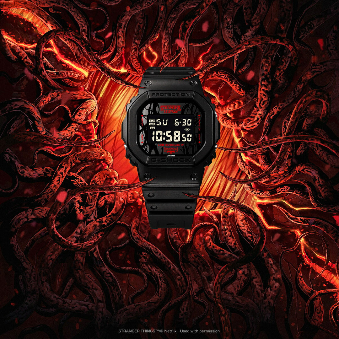 G-SHOCK ストレンジャー・シングス 未知の世界 コラボレーションモデル DW-5600STT-1JR メンズ 電池式 デジタル スクエア 樹脂バンド 反転液晶