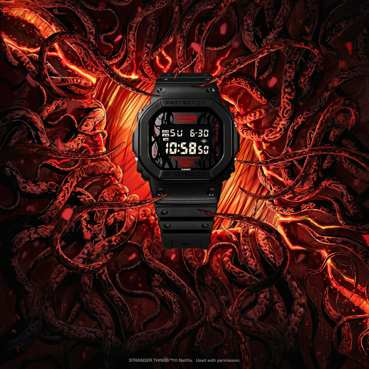 G-SHOCK ストレンジャー・シングス 未知の世界 コラボレーションモデル DW-5600STT-1JR メンズ 電池式 デジタル スクエア 樹脂バンド 反転液晶