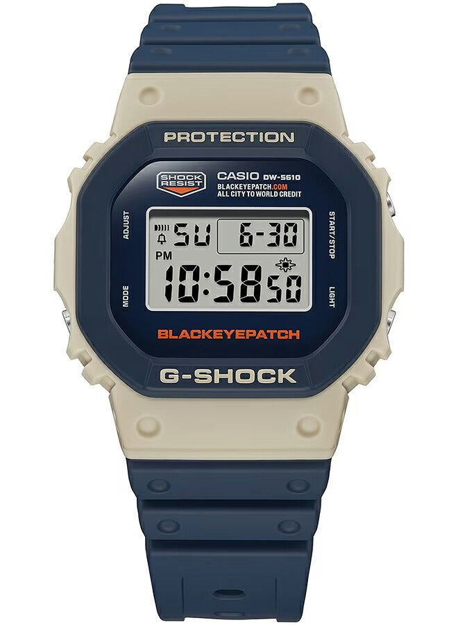 G-SHOCK BlackEyePatch コラボレーションモデル DW-5610BEP-2JR メンズ 腕時計 電池式 デジタル スクエア ネイビー ベージュ 国内正規品 カシオ