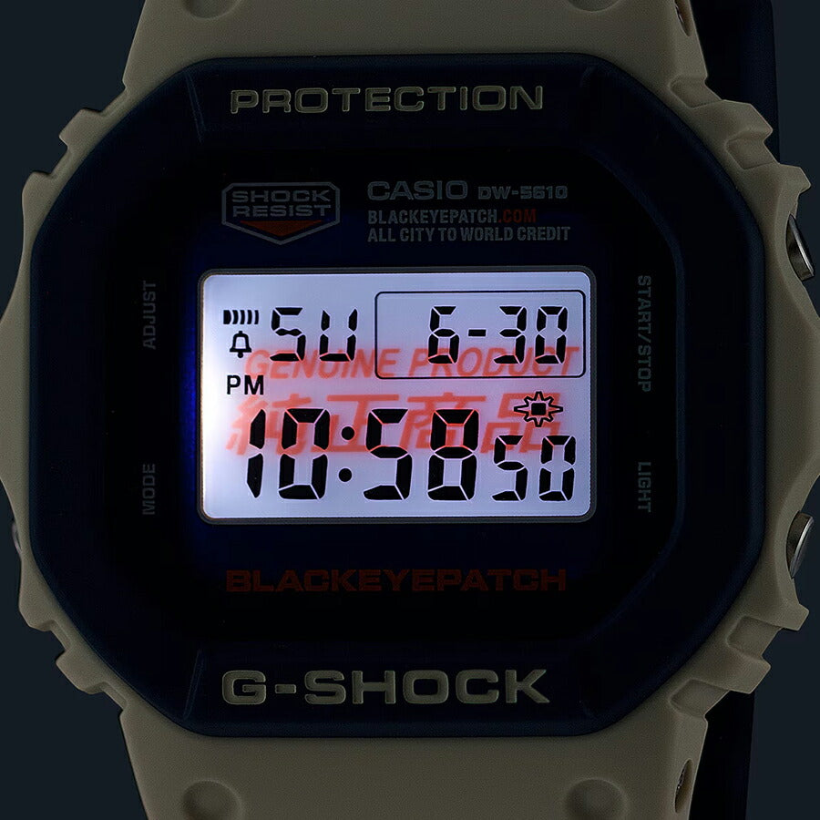 G-SHOCK BlackEyePatch コラボレーションモデル DW-5610BEP-2JR メンズ 腕時計 電池式 デジタル スクエア ネイビー ベージュ 国内正規品 カシオ