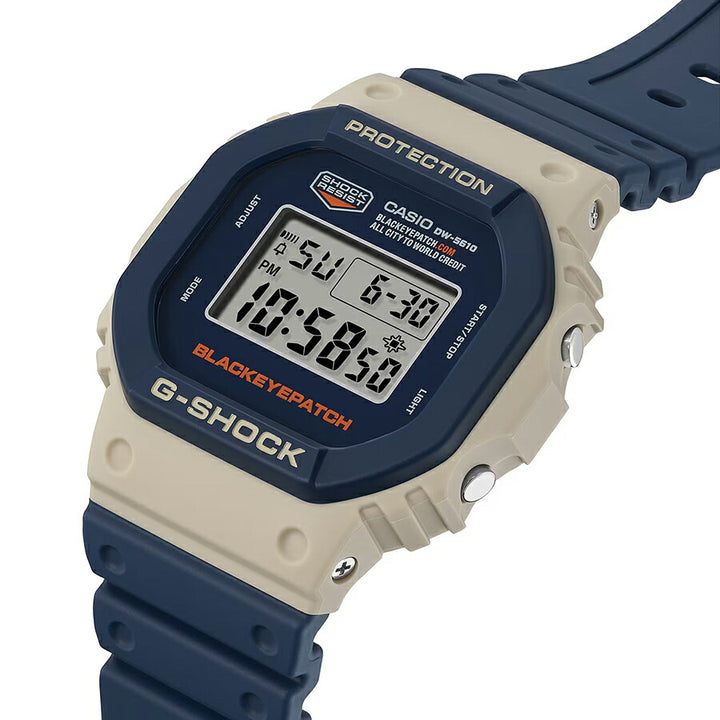 G-SHOCK BlackEyePatch コラボレーションモデル DW-5610BEP-2JR メンズ 腕時計 電池式 デジタル スクエア ネイビー ベージュ 国内正規品 カシオ