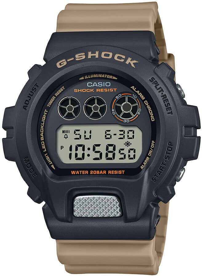 G-SHOCK Two tone utility colors DW-6900TU-1A5JF メンズ 腕時計 電池式 デジタル ラウンド トリグラム ブラック カーキ 国内正規品 カシオ