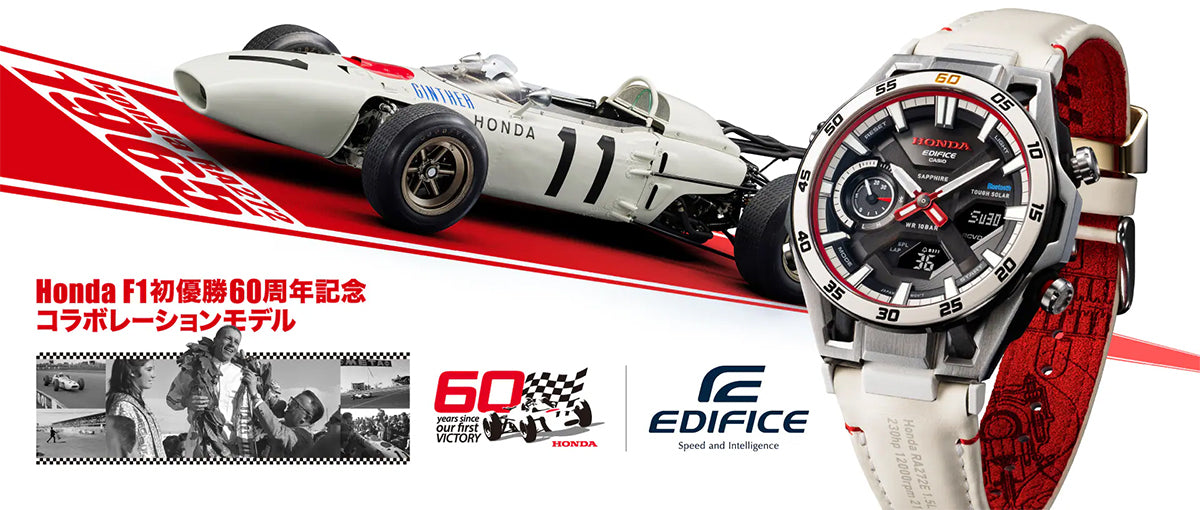 カシオ エディフィス Honda F1初優勝60周年記念 コラボレーションモデル ECB-2300HR-1AJR メンズ ソーラー Bluetooth アナデジ 革ベルト