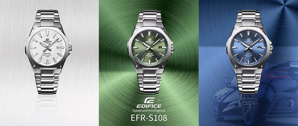 カシオ エディフィス スタンダード クオーツ 3針 EFR-S108DJ-7AJF メンズ 電池式 メタルバンド ホワイト