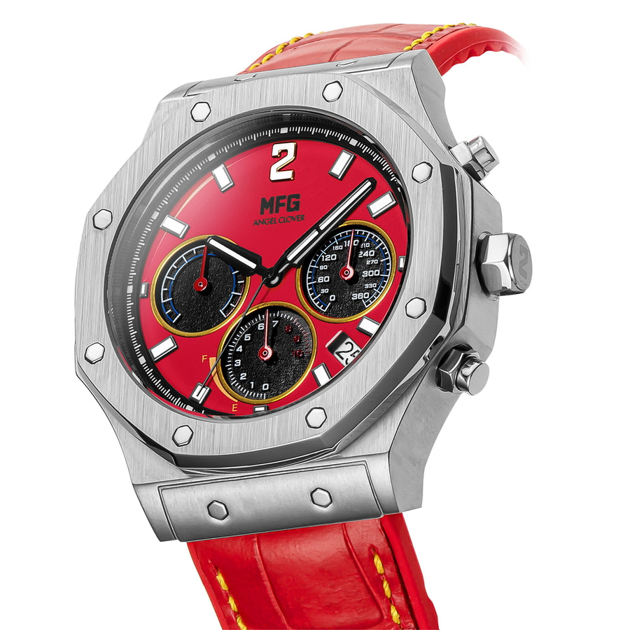 エンジェルクローバー MFゴースト コラボレーション 限定モデル フェラーリ 488GTB 赤羽海人 EVS43MFG-FR メンズ 腕時計 ソーラー クロノグラフ 革ベルト レッド