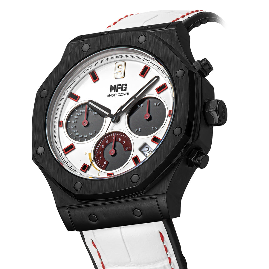 エンジェルクローバー MFゴースト コラボレーション 限定モデル ニッサン GT-R 相葉瞬 EVS43MFG-GTR メンズ 腕時計 ソーラー クロノグラフ 革ベルト ブラック