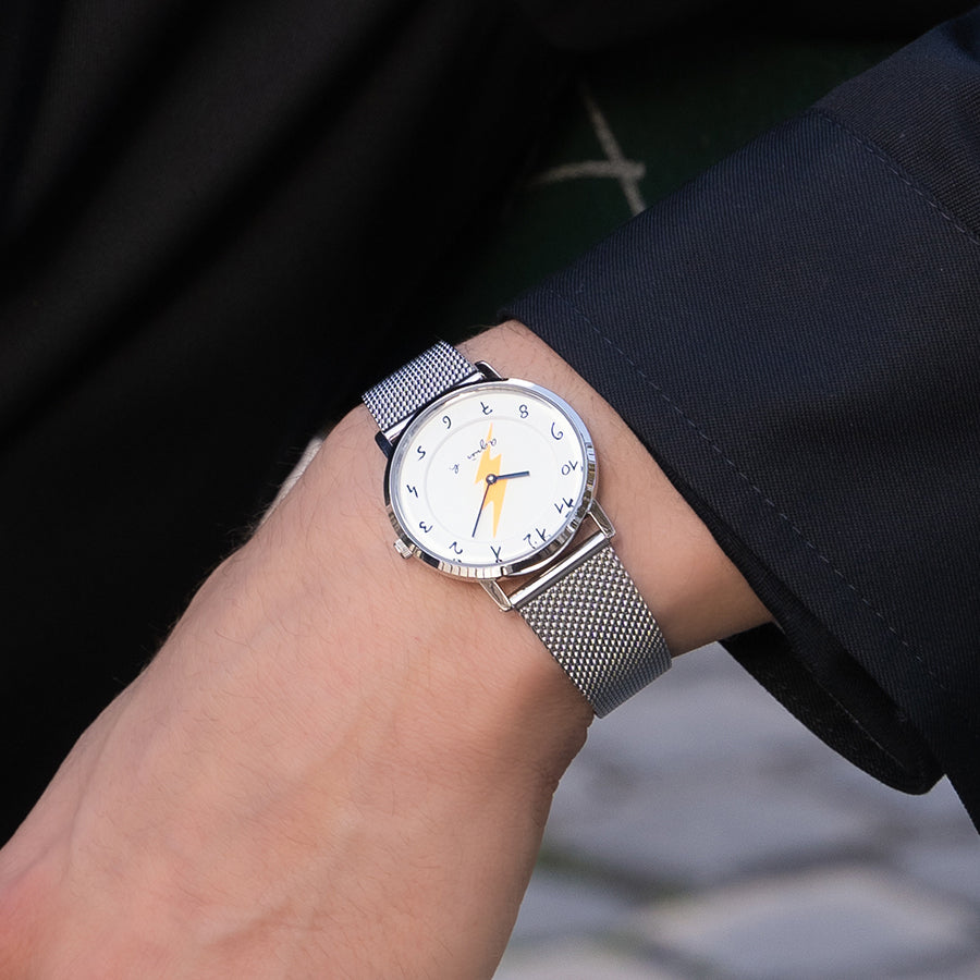 agnes b. アニエスベー ウオッチ35周年記念 限定モデル 稲妻デザイン FCSK755 レディース 腕時計 電池式 メッシュバンド ホワイト シルバー 国内正規品 セイコー