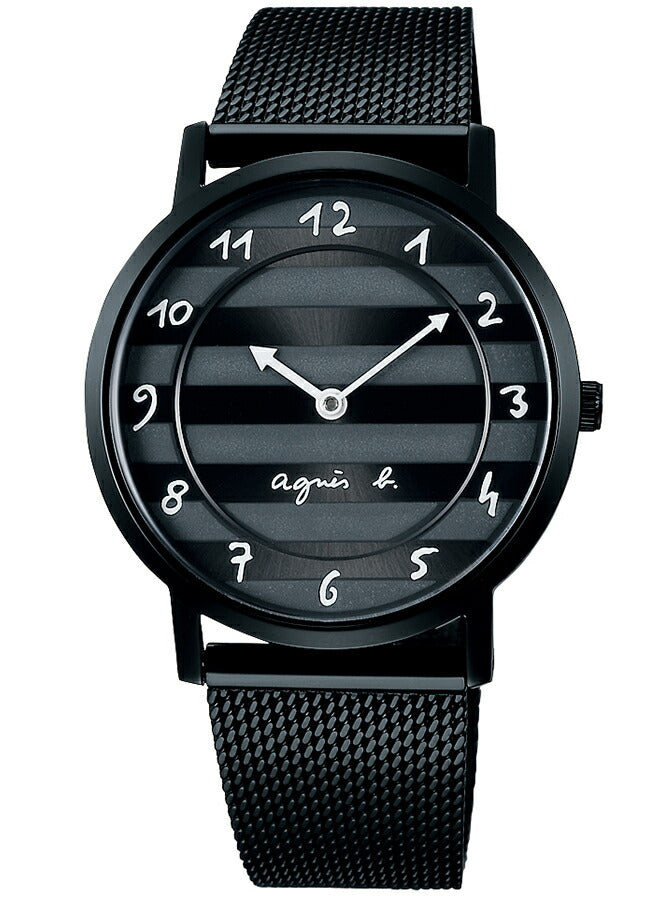 agnes b. アニエスベー ウオッチ35周年記念 限定モデル マルチェロ FCSK756 レディース 腕時計 電池式 ブラック ボーダーダイヤル メッシュバンド 国内正規品 セイコー