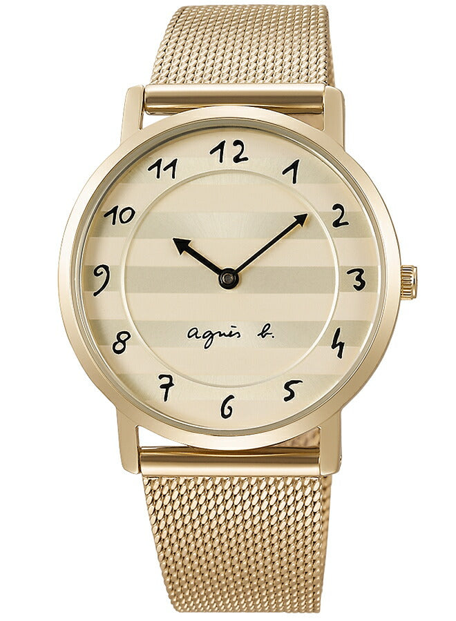agnes b. アニエスベー ウオッチ35周年記念 限定モデル マルチェロ FCSK757 レディース 腕時計 電池式 ゴールド ボーダーダイヤル メッシュバンド 国内正規品 セイコー