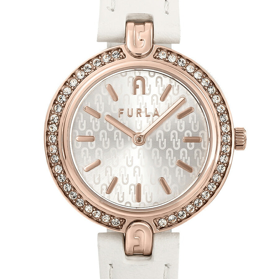 稼働品 フルラ ストーン付き 腕時計 レディース クォーツ式 FURLA フルラ ロゴリンクス ローズゴールド ギフトセット ブレスレット