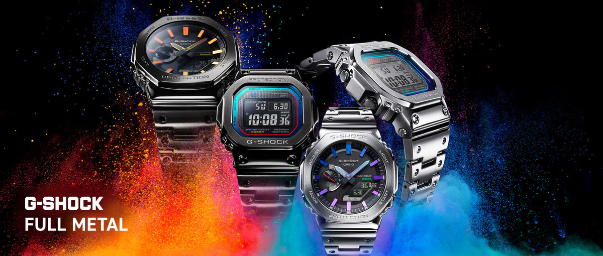 G-SHOCK フルメタル レインボーカラー アクセント GM-B2100PC-1AJF メンズ ソーラー Bluetooth オクタゴン シルバー 日本製
