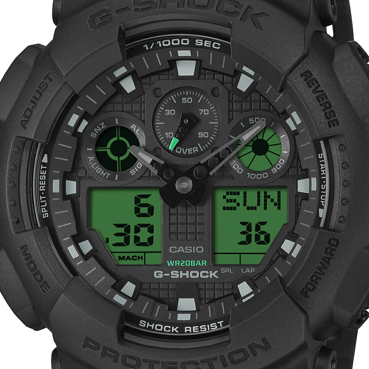 G-SHOCK ブラック&エレクトログリーン GA-100BEG-1AJF メンズ 電池式