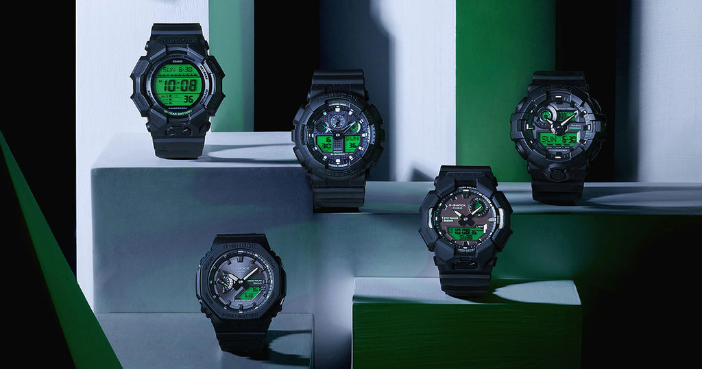 G-SHOCK ブラック&エレクトログリーン GA-100BEG-1AJF メンズ 電池式 ビッグケース アナデジ 樹脂バンド カラー液晶