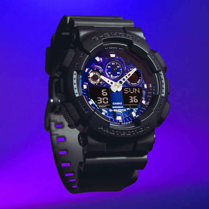 G-SHOCK フレイムインサイド フレイムブルー GA-100FL-1AJF メンズ 腕時計 電池式 ビッグケース アナデジ 樹脂バンド 反転液晶 国内正規品 カシオ