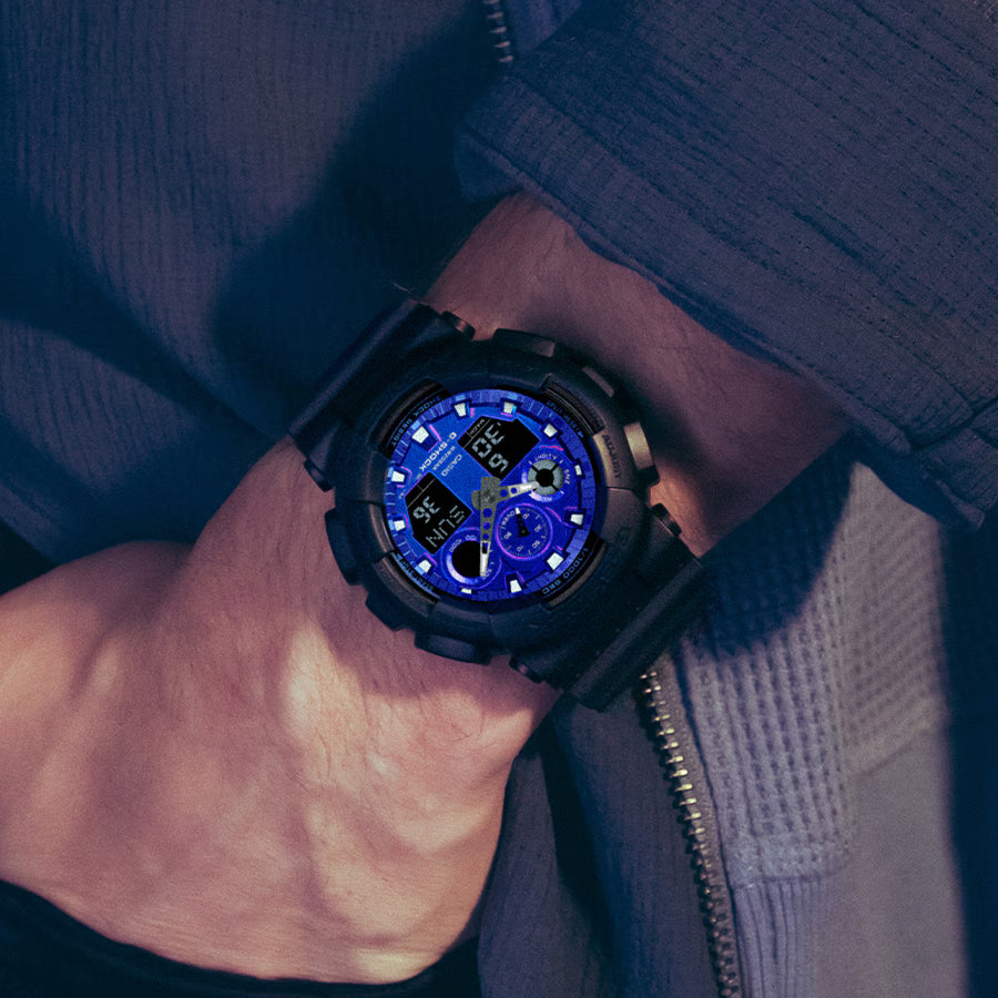 G-SHOCK フレイムインサイド フレイムブルー GA-100FL-1AJF メンズ 腕時計 電池式 ビッグケース アナデジ 樹脂バンド 反転液晶 国内正規品 カシオ