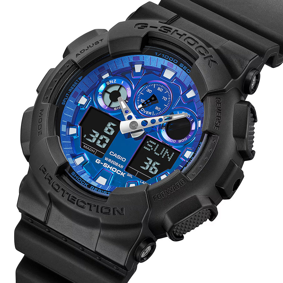 G-SHOCK フレイムインサイド フレイムブルー GA-100FL-1AJF メンズ 腕時計 電池式 ビッグケース アナデジ 樹脂バンド 反転液晶 国内正規品 カシオ