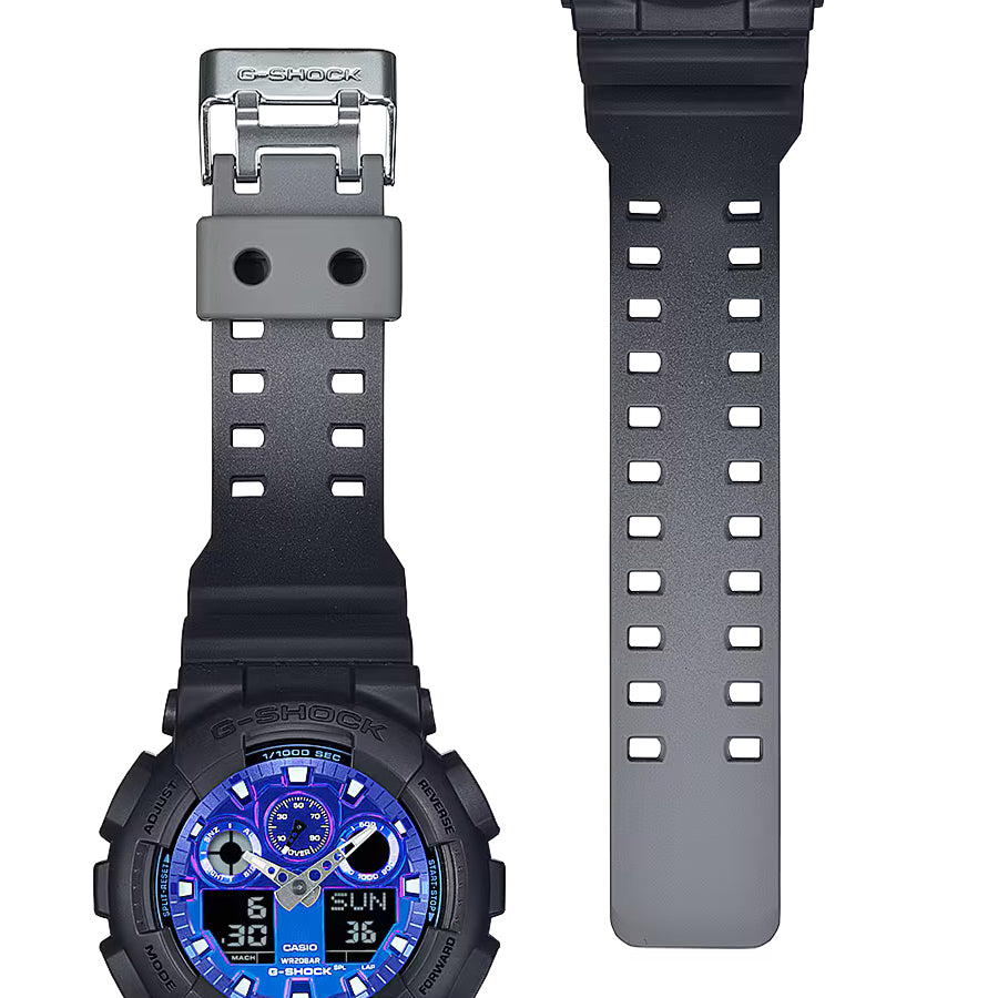 G-SHOCK GA-100RS ブルー 反転液晶 電池新品 G-SHOCK フレイムインサイド フレイムブルー GA-100FL-1AJF メンズ
