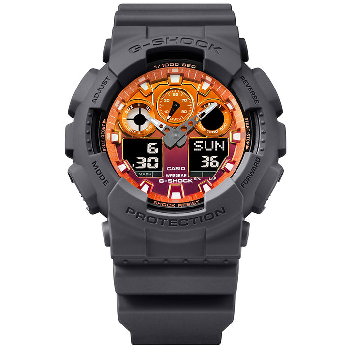 G-SHOCK フレイムインサイド フレイムオレンジ GA-100FL-8AJF メンズ 腕時計 電池式 ビッグケース アナデジ 樹脂バンド 反転液晶 国内正規品 カシオ