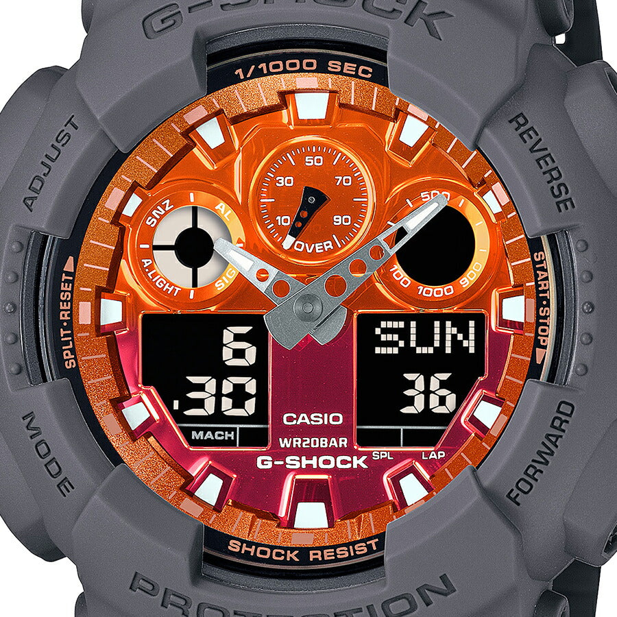G-SHOCK フレイムインサイド フレイムオレンジ GA-100FL-8AJF メンズ 腕時計 電池式 ビッグケース アナデジ 樹脂バンド 反転液晶 国内正規品 カシオ