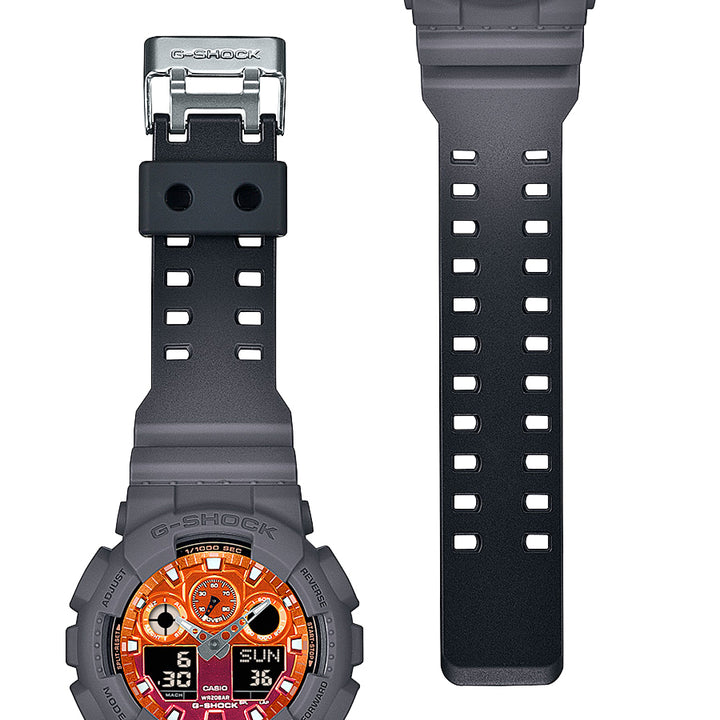 G-SHOCK フレイムインサイド フレイムオレンジ GA-100FL-8AJF メンズ 腕時計 電池式 ビッグケース アナデジ 樹脂バンド 反転液晶 国内正規品 カシオ