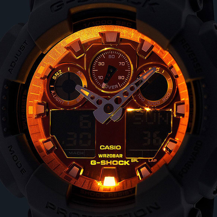 G-SHOCK フレイムインサイド フレイムオレンジ GA-100FL-8AJF メンズ 腕時計 電池式 ビッグケース アナデジ 樹脂バンド 反転液晶 国内正規品 カシオ