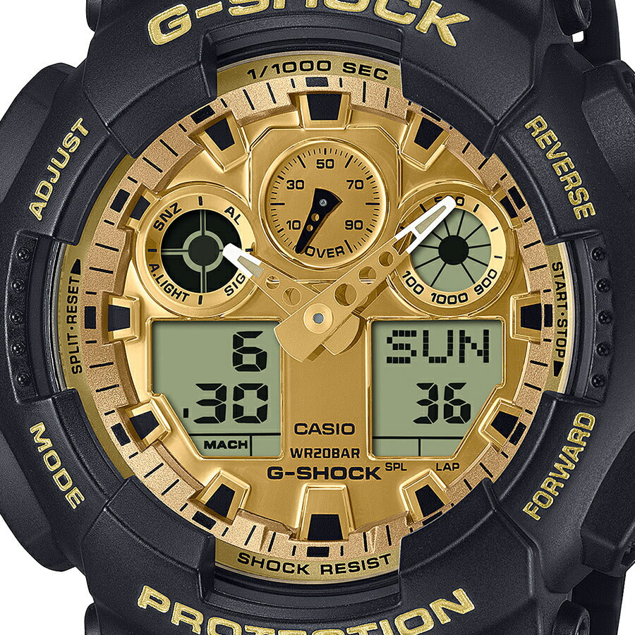 G-SHOCK ブラック&ゴールド GA-100GGB-1A9JF メンズ 電池式 ビッグ