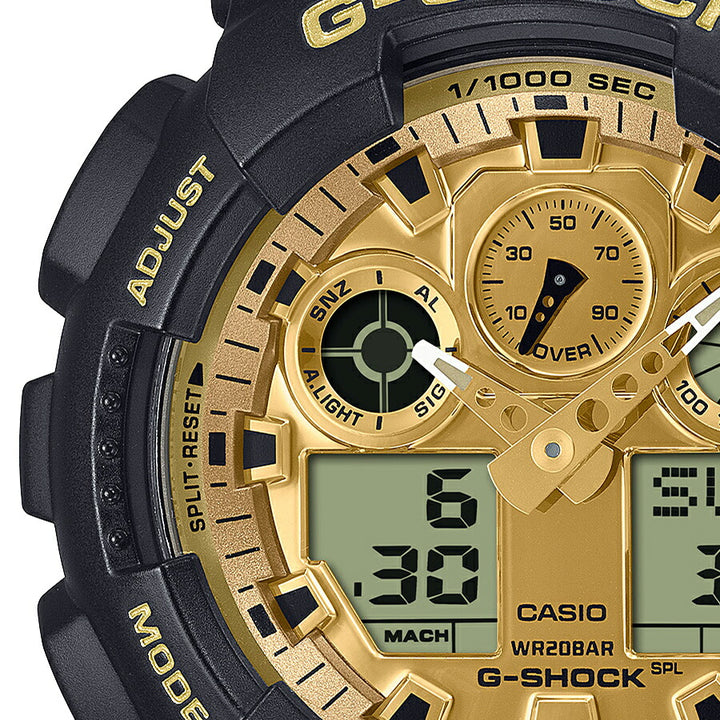 G-SHOCK ブラック&ゴールド GA-100GGB-1A9JF メンズ 電池式 ビッグケース アナデジ 樹脂バンド