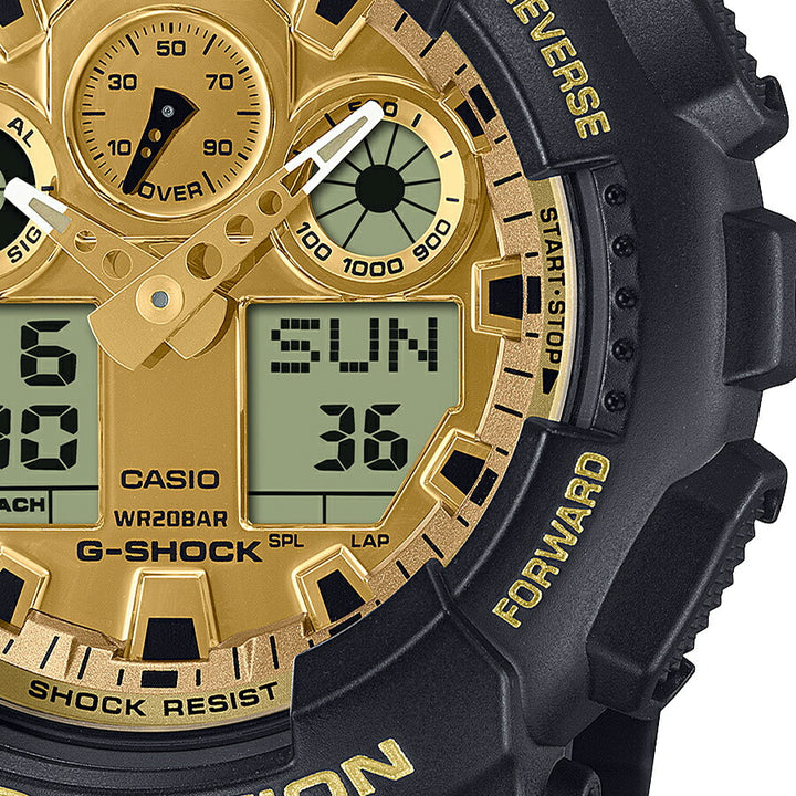 G-SHOCK ブラック&ゴールド GA-100GGB-1A9JF メンズ 電池式 ビッグケース アナデジ 樹脂バンド