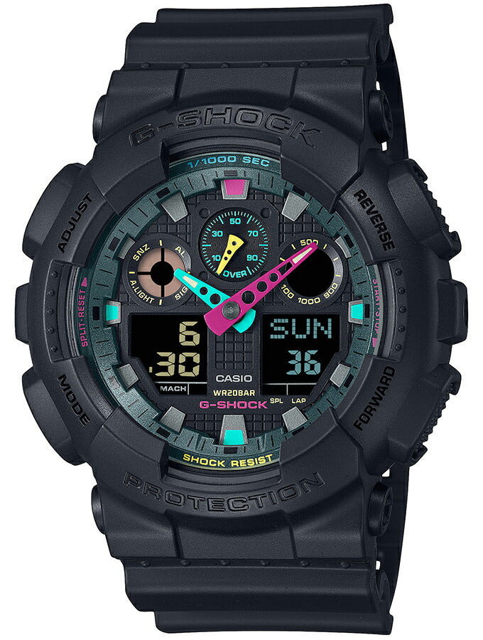 G-SHOCK Multi Fluorescent color 蛍光色デザイン GA-100MF-1AJF メンズ 腕時計 電池式 ビッグケース アナデジ 反転液晶 国内正規品 カシオ