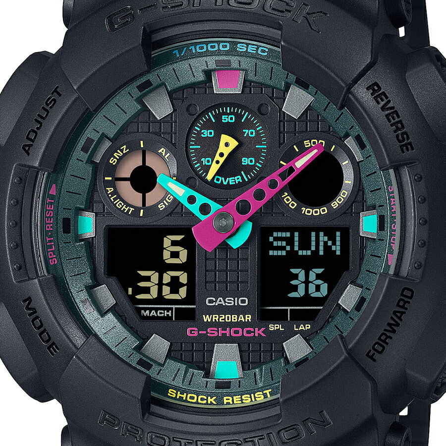 G-SHOCK Multi Fluorescent color 蛍光色デザイン GA-100MF-1AJF メンズ 腕時計 電池式 ビッグケース アナデジ 反転液晶 国内正規品 カシオ