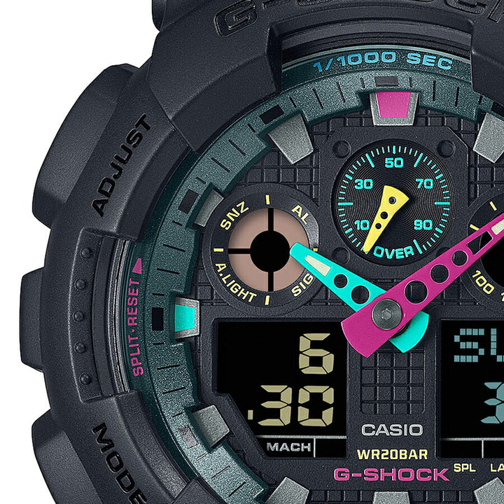 G-SHOCK Multi Fluorescent color 蛍光色デザイン GA-100MF-1AJF メンズ 腕時計 電池式 ビッグケース アナデジ 反転液晶 国内正規品 カシオ