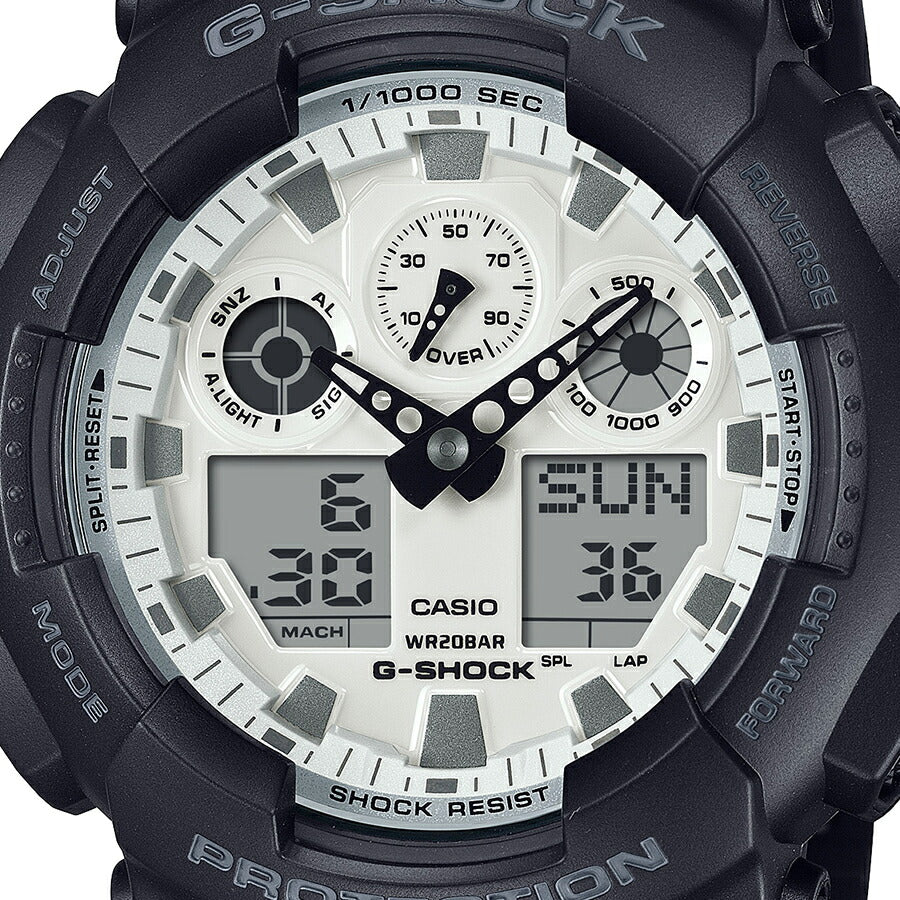 G-SHOCK ブラック&ブリリアントホワイト GA-100WD-1AJF メンズ 腕時計 電池式 ビッグケース アナデジ 樹脂バンド 国内正規品 カシオ