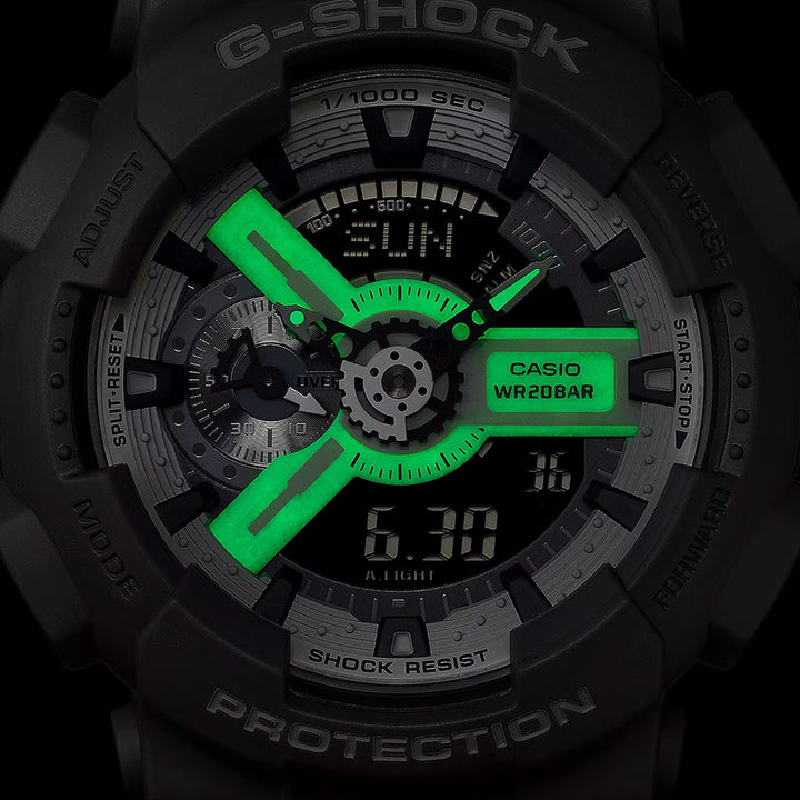 G-SHOCK HIDDEN GLOW 蓄光フェイス GA-110HD-8AJF メンズ 腕時計 電池式 アナデジ ビッグケース グレー 反転液晶 国内正規品 カシオ