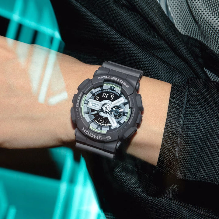 G-SHOCK HIDDEN GLOW 蓄光フェイス GA-110HD-8AJF メンズ 腕時計 電池式 アナデジ ビッグケース グレー 反転液晶 国内正規品 カシオ