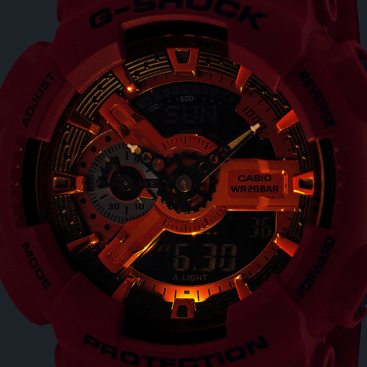 G-SHOCK アイコニック スタイルズ レッド ブラックアクセント GA-110RRB-4AJF メンズ 電池式 ビッグケース アナデジ 樹脂バンド 反転液晶