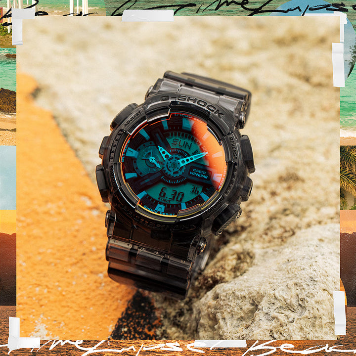 G-SHOCK 110 BEACH TIME LAPSE ビーチタイムラプス GA-110TLS-8AJF メンズ 腕時計 電池式 ビッグケース アナデジ 樹脂バンド グレー スケルトン 国内正規品 カシオ