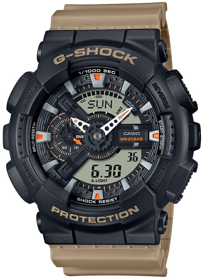 G-SHOCK Two tone utility colors GA-110TU-1A5JF メンズ 腕時計 電池式 ビッグケース アナデジ 樹脂バンド ブラック カーキ 国内正規品 カシオ