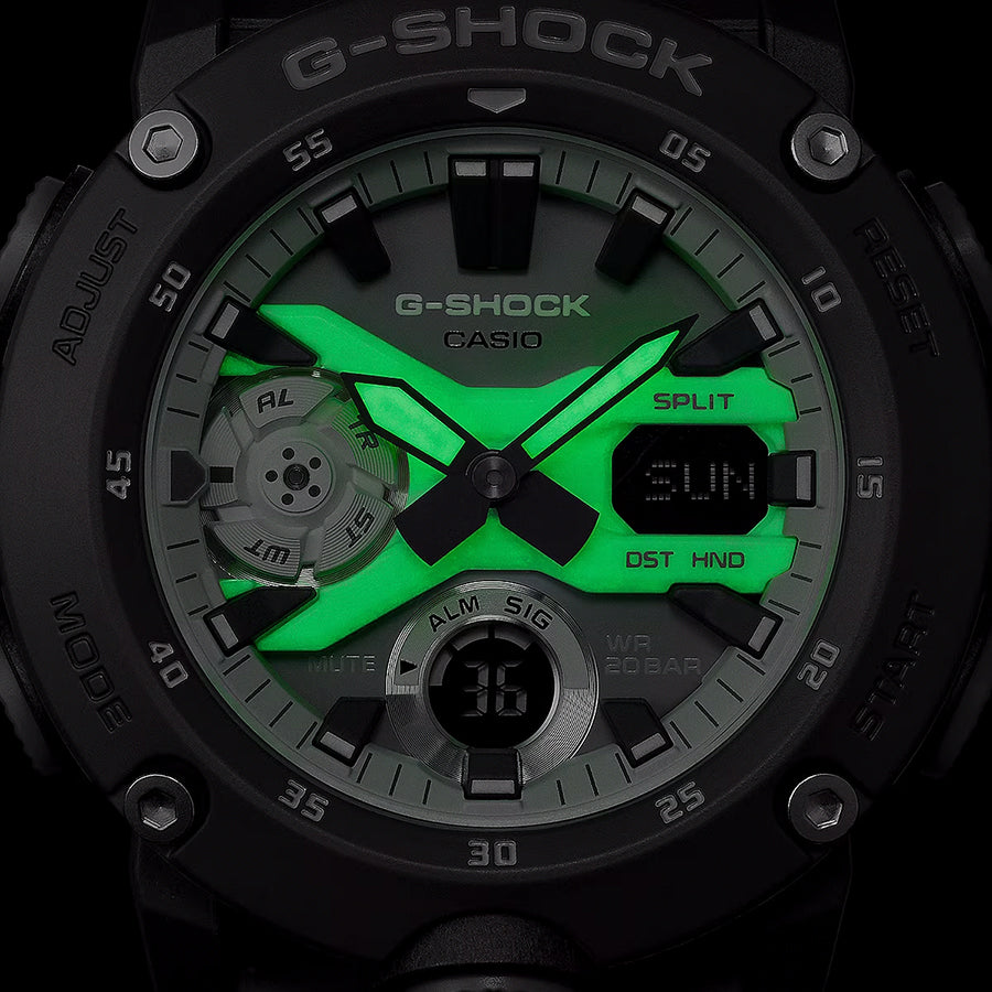 G-SHOCK HIDDEN GLOW 蓄光フェイス GA-2000HD-8AJF メンズ 腕時計 電池式 アナデジ グレー 反転液晶 国内正規品 カシオ