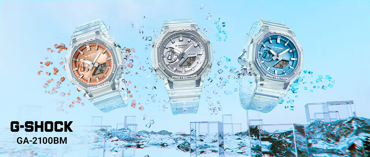 G-SHOCK ブライトメタリックダイヤルシリーズ スカイブルー GA-2100BM-7A2JF メンズ 電池式 アナデジ オクタゴン 樹脂バンド スケルトン 国内正規品 カシオ
