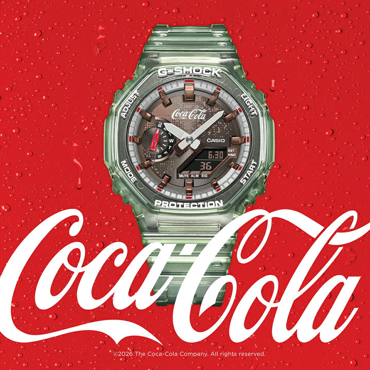 G-SHOCK コカ・コーラ コラボレーションモデル GA-2100CC-3AJR メンズ 電池式 アナデジ オクタゴン 樹脂バンド スケルトン