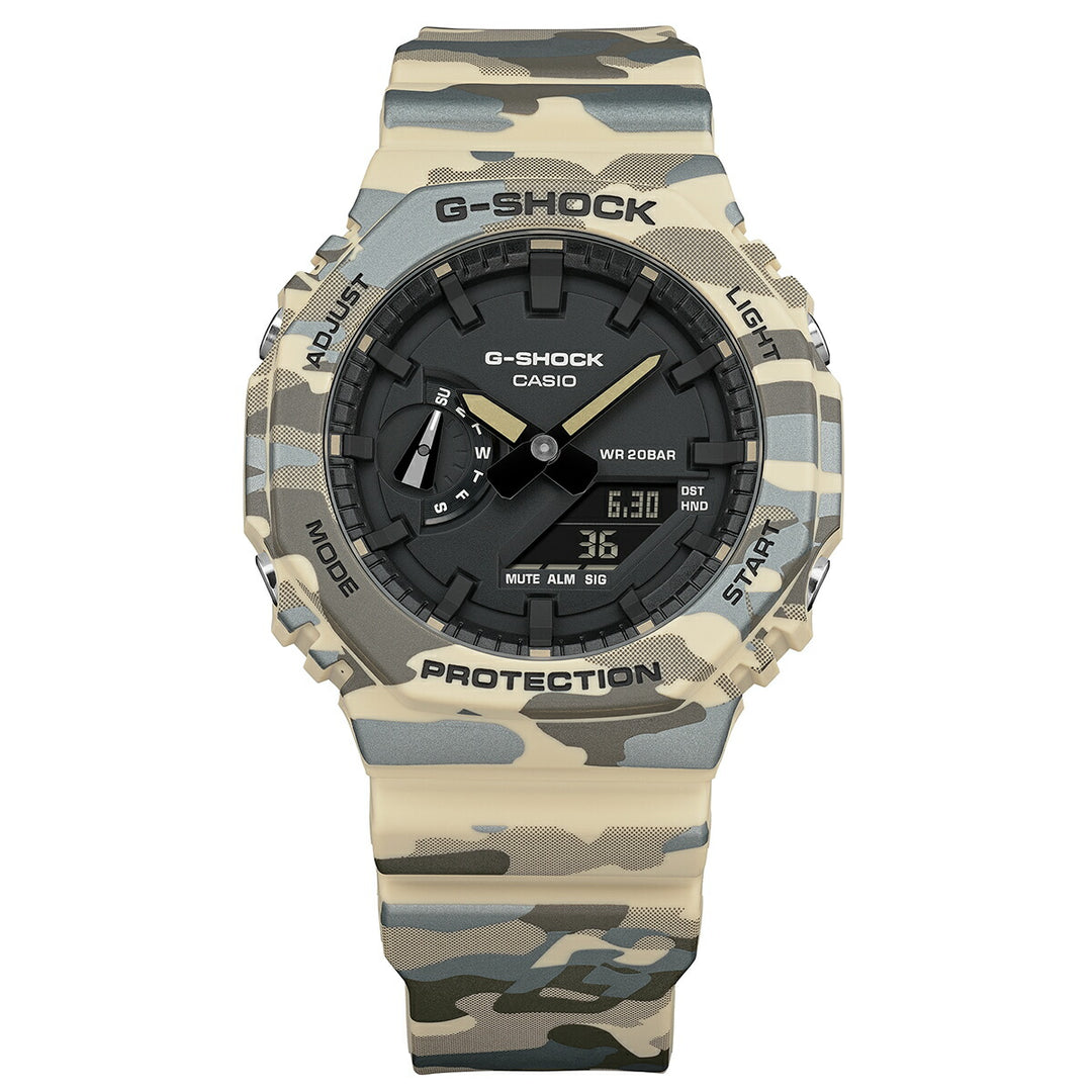 G-SHOCK カモフラージュ ベージュ GA-2100CM-5AJF メンズ 電池式 アナデジ オクタゴン 樹脂バンド 反転液晶