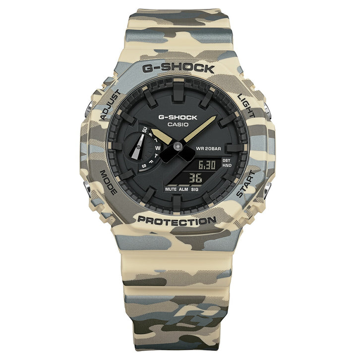 G-SHOCK カモフラージュ ベージュ GA-2100CM-5AJF メンズ 電池式 アナデジ オクタゴン 樹脂バンド 反転液晶