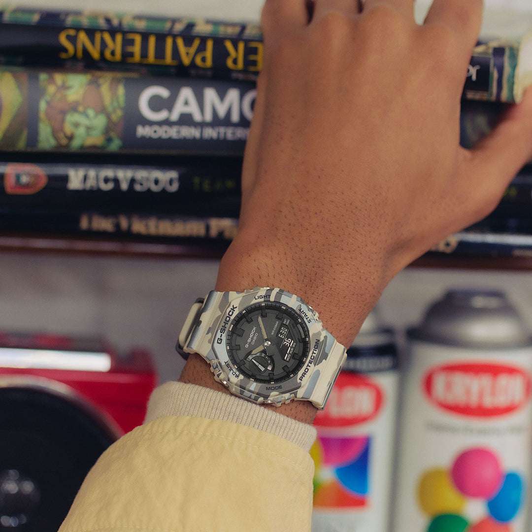 G-SHOCK カモフラージュ ベージュ GA-2100CM-5AJF メンズ 電池式 アナデジ オクタゴン 樹脂バンド 反転液晶